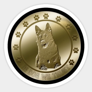 German Shepherd Dog Coin Funny Currency Crypto Sticker